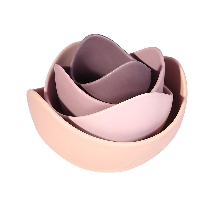 Morandi Lotus Stacked Bowl Set - Bowls - YALA LIFE