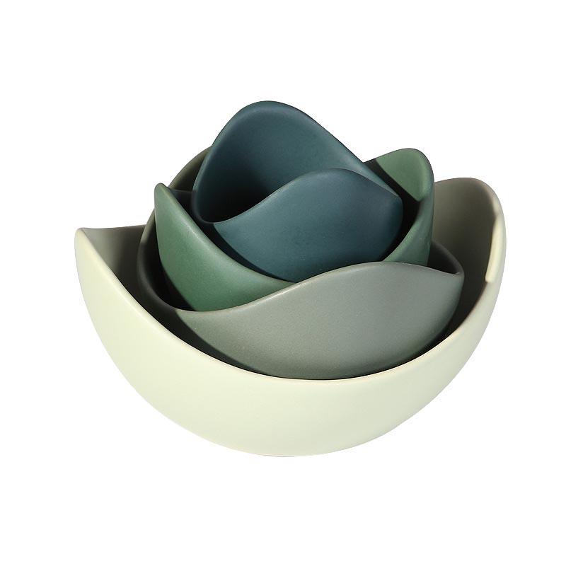 Morandi Lotus Stacked Bowl Set - Bowls - YALA LIFE