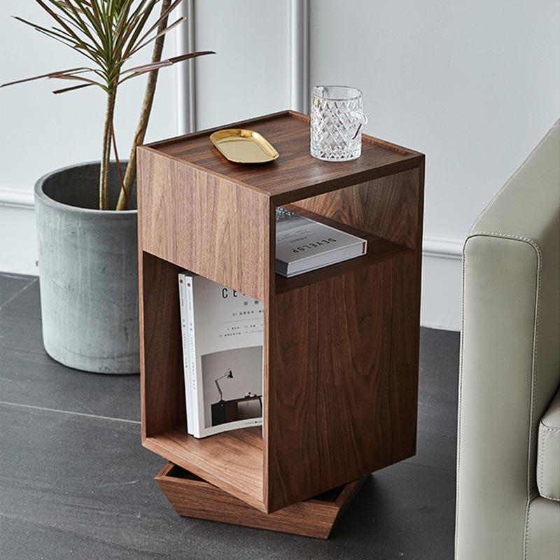 Morein Square Rotating Storage End Table - End Tables - YALA LIFE