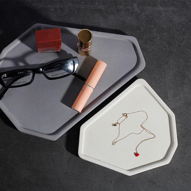 Moyi Textured Concrete Accessory Trays - Decorative Trays - YALA LIFE